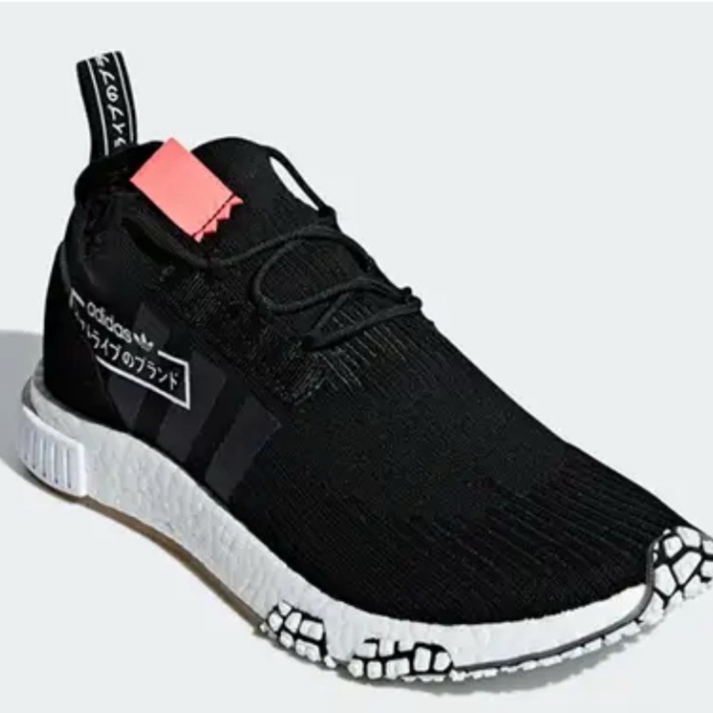 Mens Adidas NMD Racer Primeknit Black White Sneaker Gym Shoe 9.5
